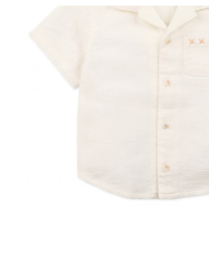 Baby Elvin Textured Check Shirt with Embroidered Details