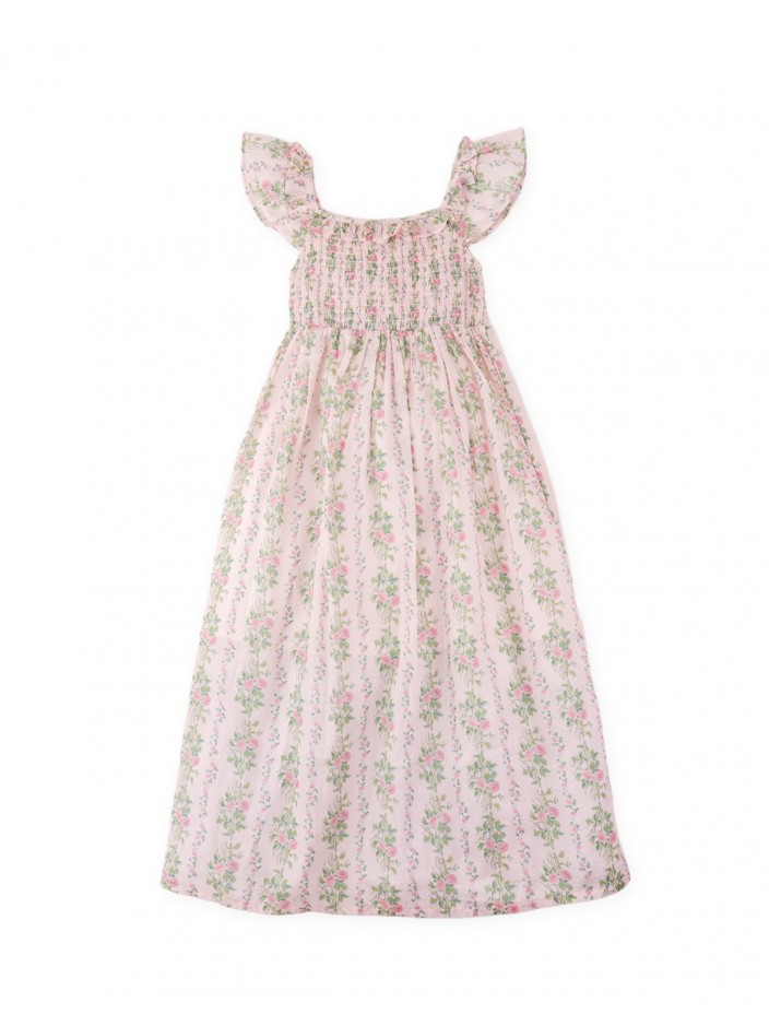 Loriel Smocked Maxi Dress with Ruffle Sleeves