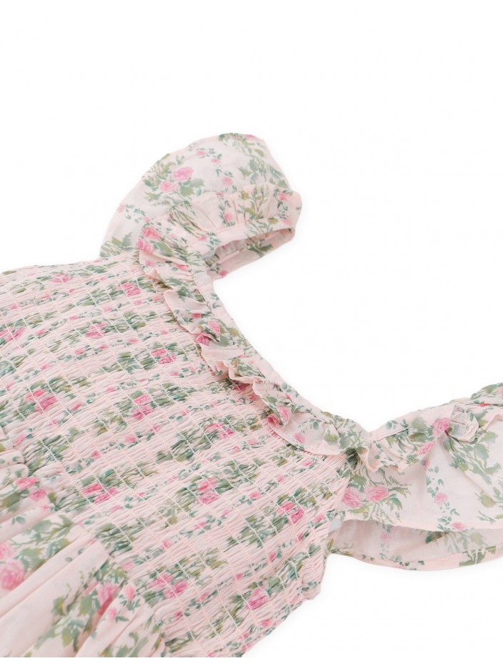 Loriel Smocked Maxi Dress with Ruffle Sleeves