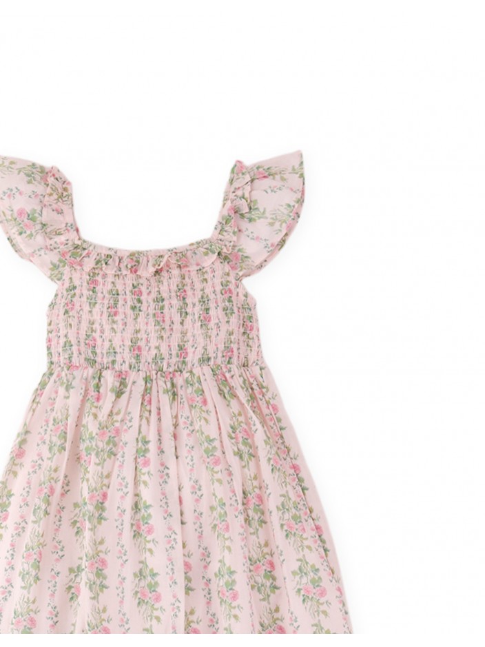 Loriel Smocked Maxi Dress with Ruffle Sleeves