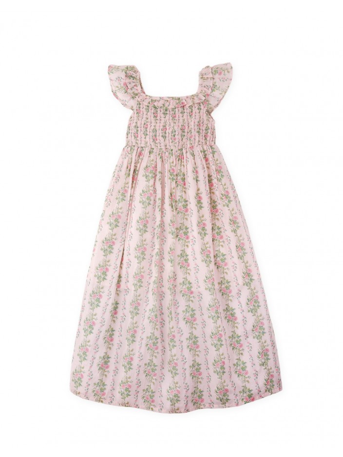 Loriel Smocked Maxi Dress with Ruffle Sleeves