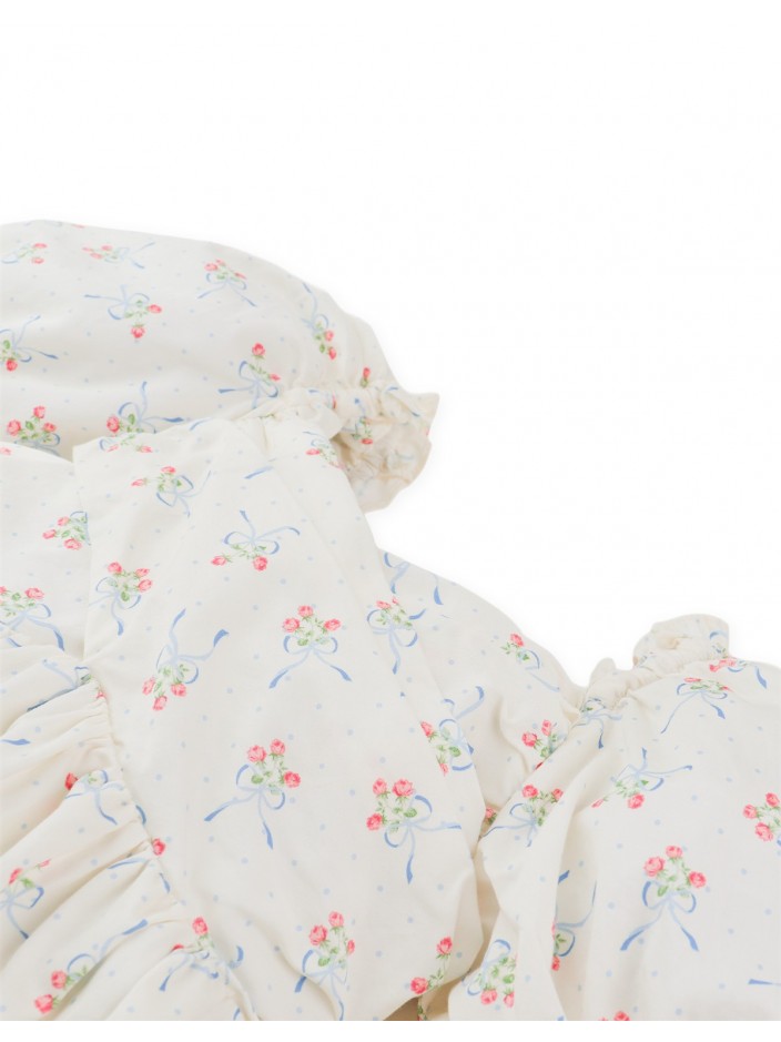 Maria Printed Dress with Ruched Bodice and Puff Sleeves