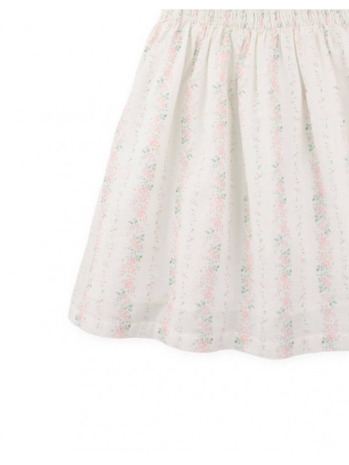 Allegra Printed Smocked Dress with Ruffled and Ribbon Details