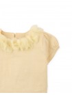 Baby Lux Puffed Sleeve Top with Flower Appliqué
