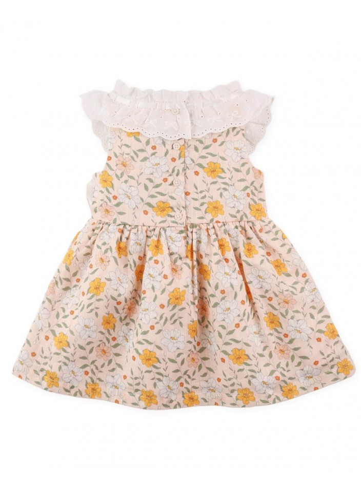 Baby Fiora Printed Dress with Embroidered Ruffles