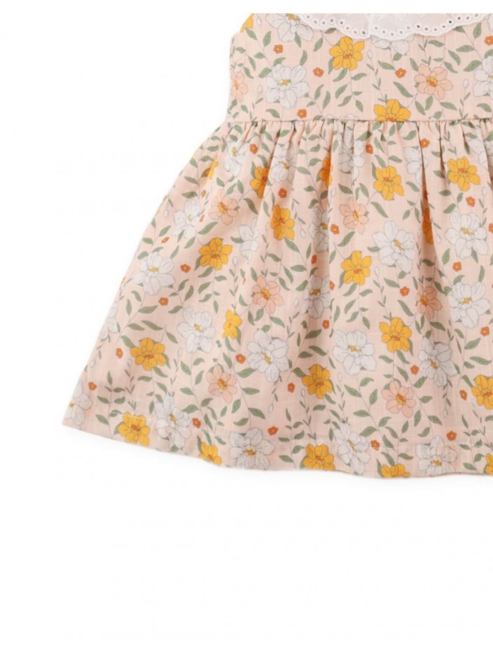 Baby Fiora Printed Dress with Embroidered Ruffles