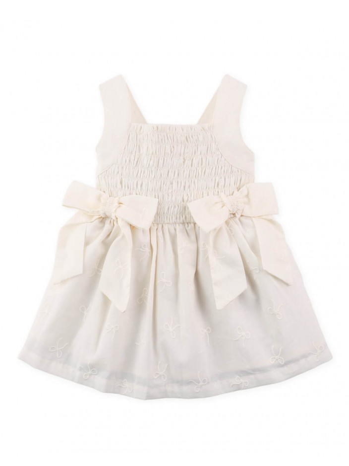 Baby Shireen Embroidered Smocked Dress with Big Bow Details