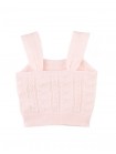 Sabrina Bow Pointelle Sleeves Top with Ribbed Hem