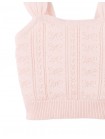 Sabrina Bow Pointelle Sleeves Top with Ribbed Hem