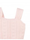 Sabrina Bow Pointelle Sleeves Top with Ribbed Hem