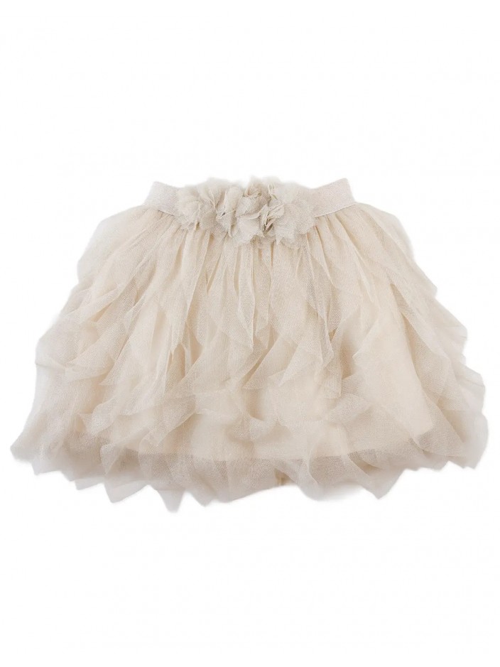 Marielle Tiered Ruffle Tulle Skirt with Corsage on Waist