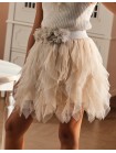 Marielle Tiered Ruffle Tulle Skirt with Corsage on Waist