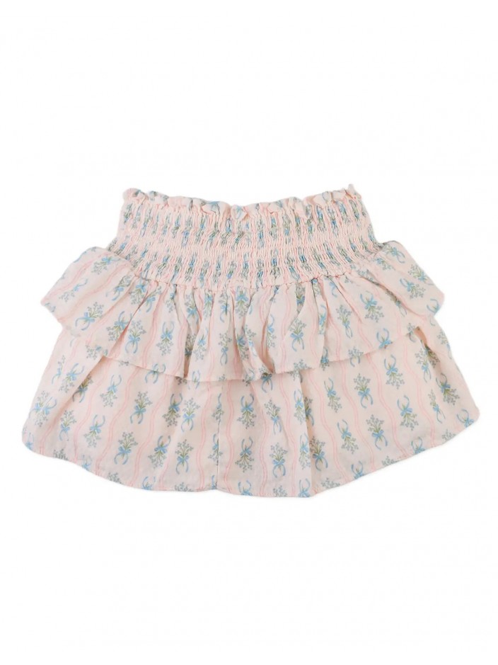 Gracie Floral Print Smocked and Tiered Peplum Skirt