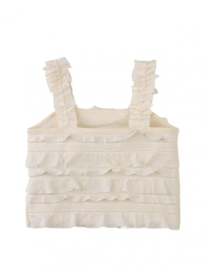 Suri Tank Top with All-Over Ruffles and Satin Bow
