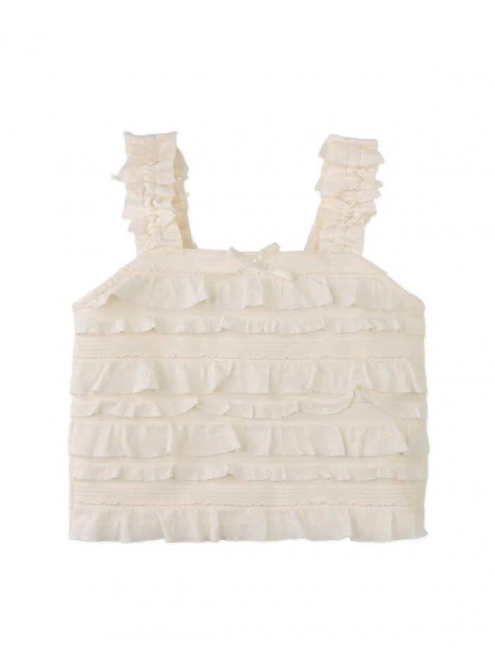 Suri Tank Top with All-Over Ruffles and Satin Bow