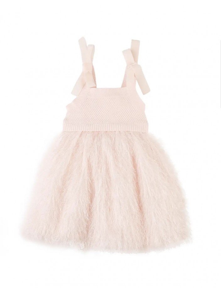 Baby Michelle Knitted Top and Feather Fabric Combi Dress