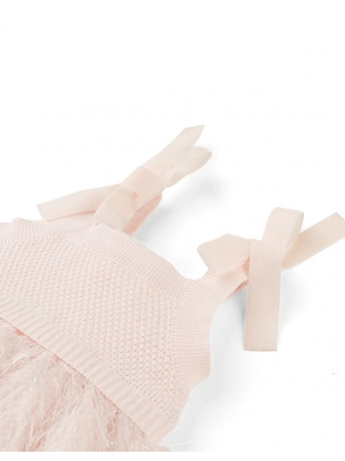 Baby Michelle Knitted Top and Feather Fabric Combi Dress