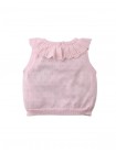 Baby Cerise Knitted Pointelle Top with Ruffled Collar