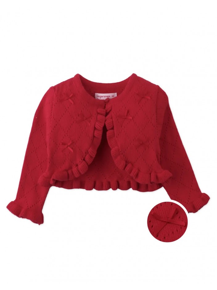 Baby Ines Knitted Pointelle Cardigan with Bows