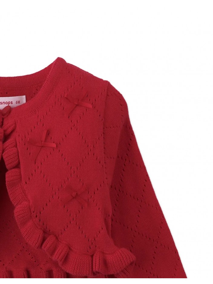 Baby Ines Knitted Pointelle Cardigan with Bows
