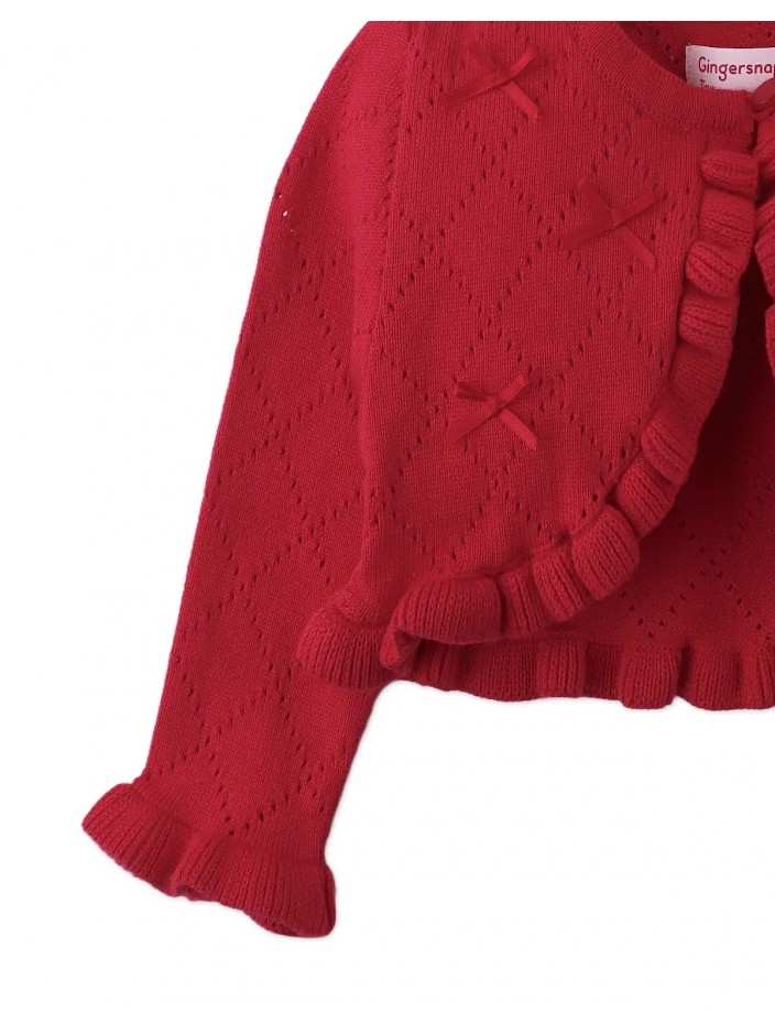 Baby Ines Knitted Pointelle Cardigan with Bows