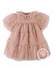 Baby Soleil Tulle Dress with Puff Sleeves and Ruffles