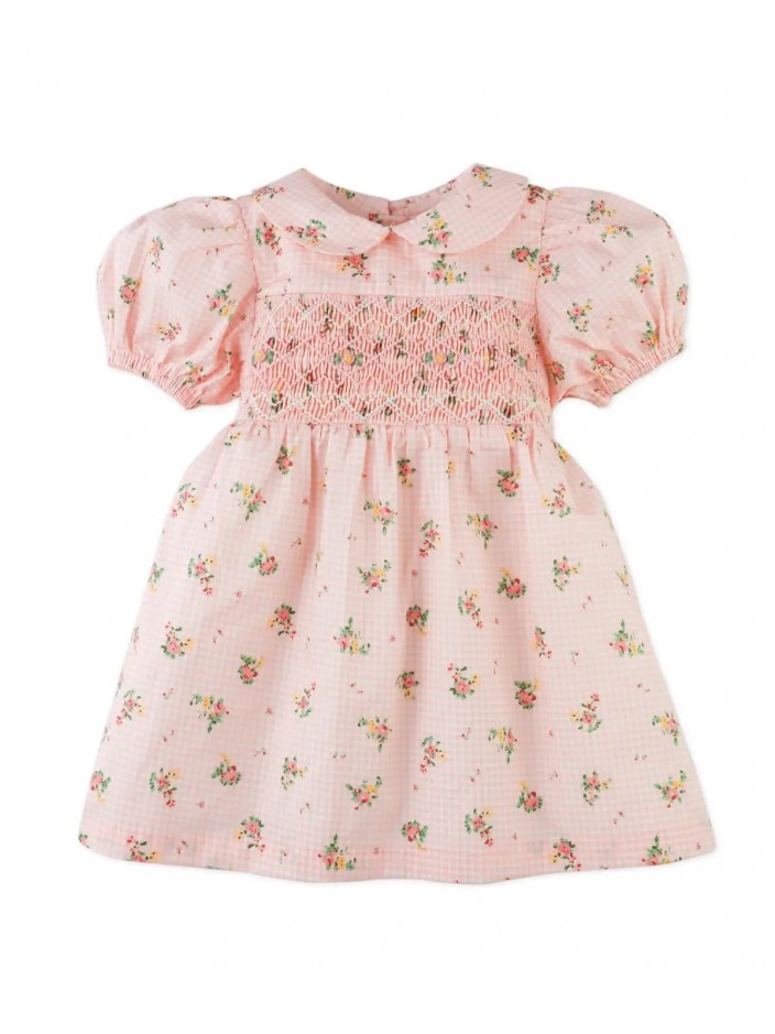 Baby Emie Smocked Dress with Collar and Puff Sleeves