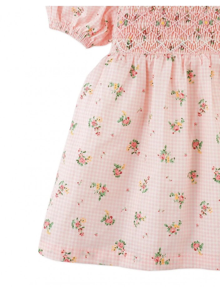 Baby Emie Smocked Dress with Collar and Puff Sleeves