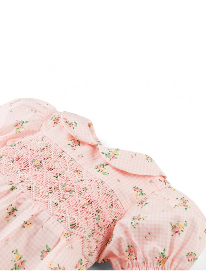 Baby Emie Smocked Dress with Collar and Puff Sleeves