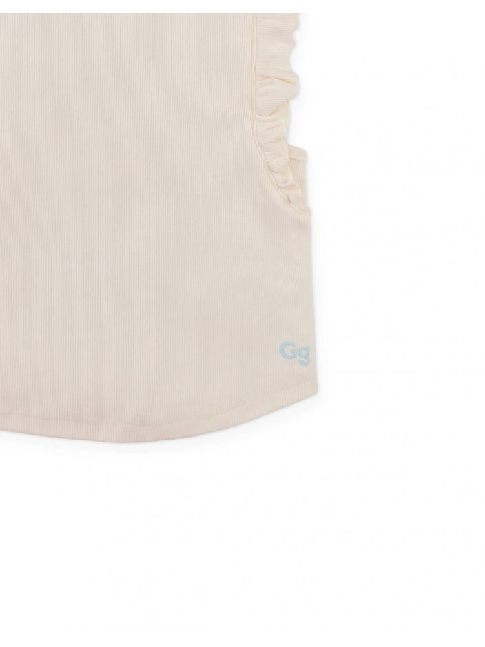 Cici Tank Top with Ruffled Sleeves and Embroidered Gg Logo