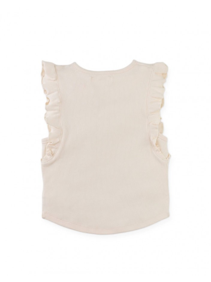 Cici Tank Top with Ruffled Sleeves and Embroidered Gg Logo