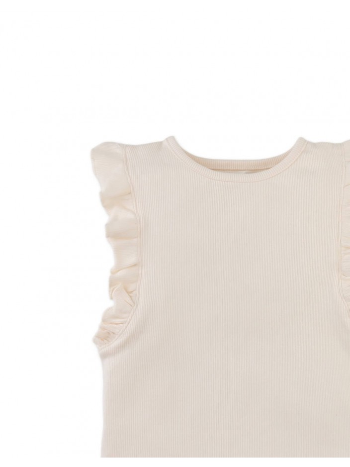 Cici Tank Top with Ruffled Sleeves and Embroidered Gg Logo