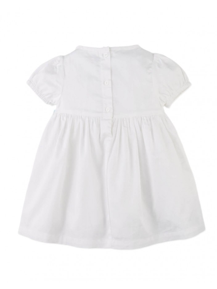 Baby Kienna Short Sleeves Smocked Dress with Belt and Bow Details