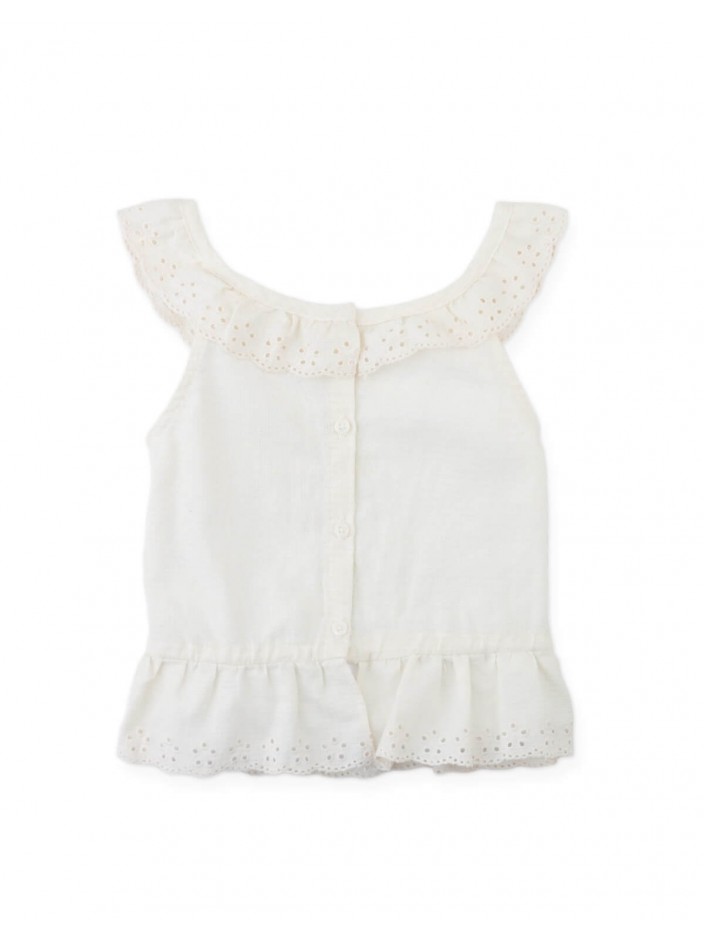 Juliette Eyelet Ruffled Top with Peplum Hem