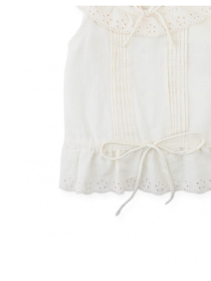 Juliette Eyelet Ruffled Top with Peplum Hem