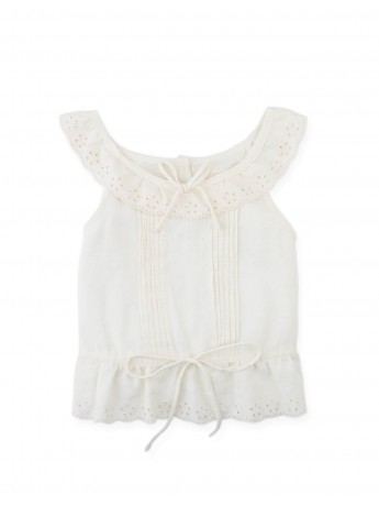 Juliette Eyelet Ruffled Top with Peplum Hem