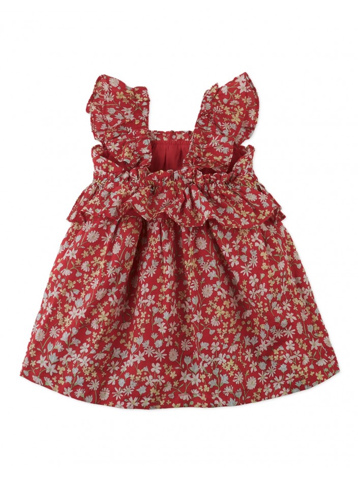 Baby Lulu Smocked Tiered Dress with Ruffle Sleeves