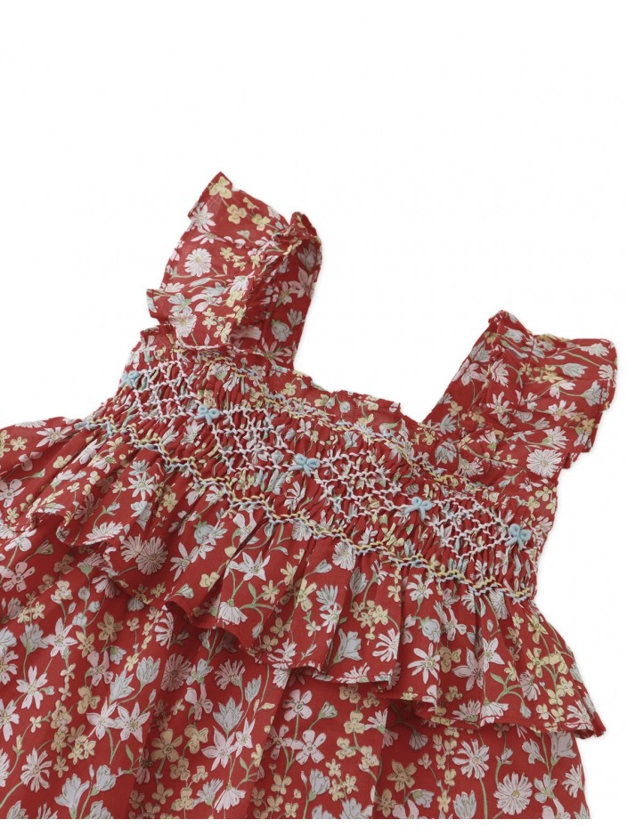 Baby Lulu Smocked Tiered Dress with Ruffle Sleeves