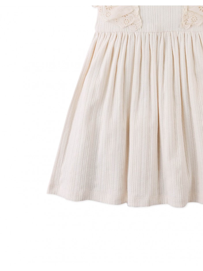 Liberty Multiribbed Dress with Eyelet Ruffle Sleeves