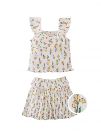 Cassandara Sweetheart Neckline Top and Ribbed Skort Set