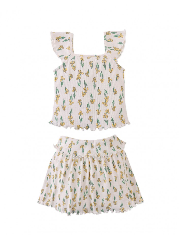 Cassandara Sweetheart Neckline Top and Ribbed Skort Set
