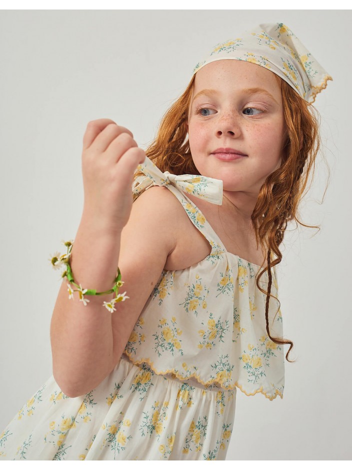 Katie Sundress with Bow Tie Straps & Embroidery