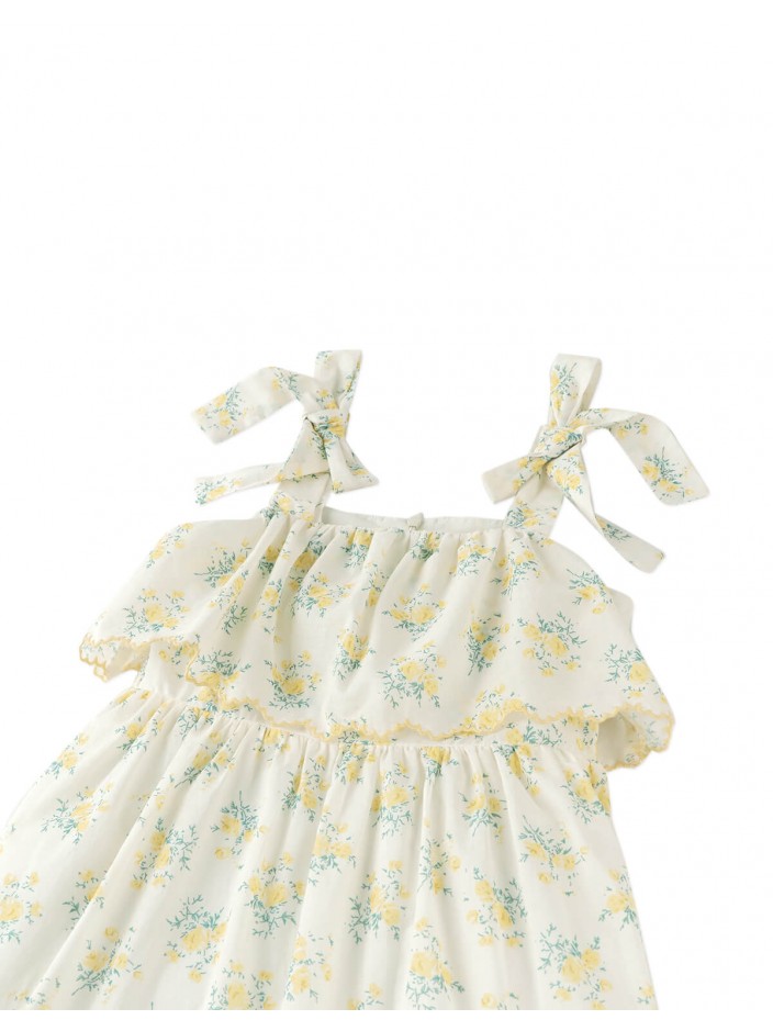 Katie Sundress with Bow Tie Straps & Embroidery