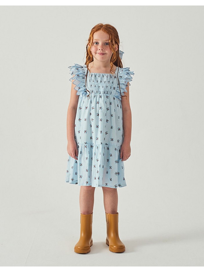 Chloe Apron Dress with Smocked Bodice & Petal Sleeves
