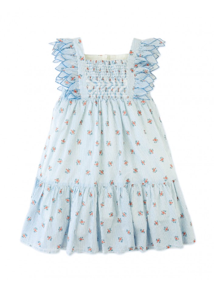 Chloe Apron Dress with Smocked Bodice & Petal Sleeves