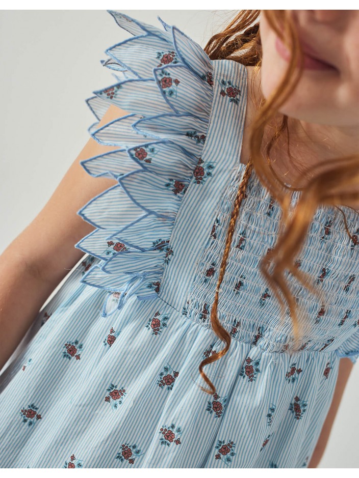 Chloe Apron Dress with Smocked Bodice & Petal Sleeves