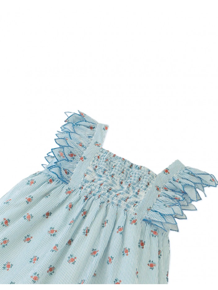 Chloe Apron Dress with Smocked Bodice & Petal Sleeves