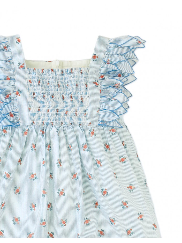 Chloe Apron Dress with Smocked Bodice & Petal Sleeves
