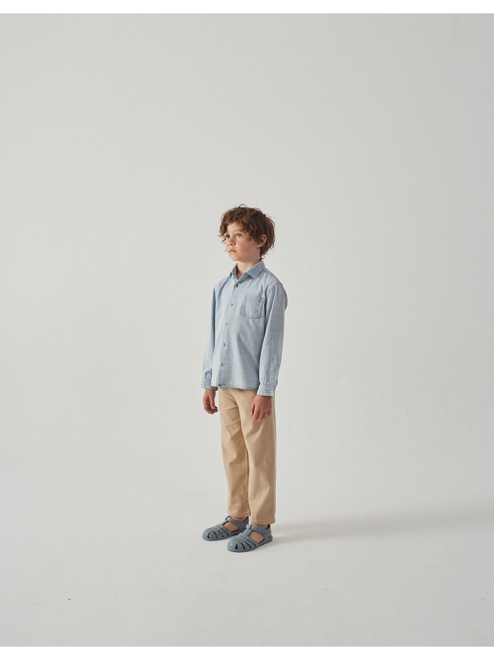 Edward Regular Straight Twill Pants with Striped Canvas Belt