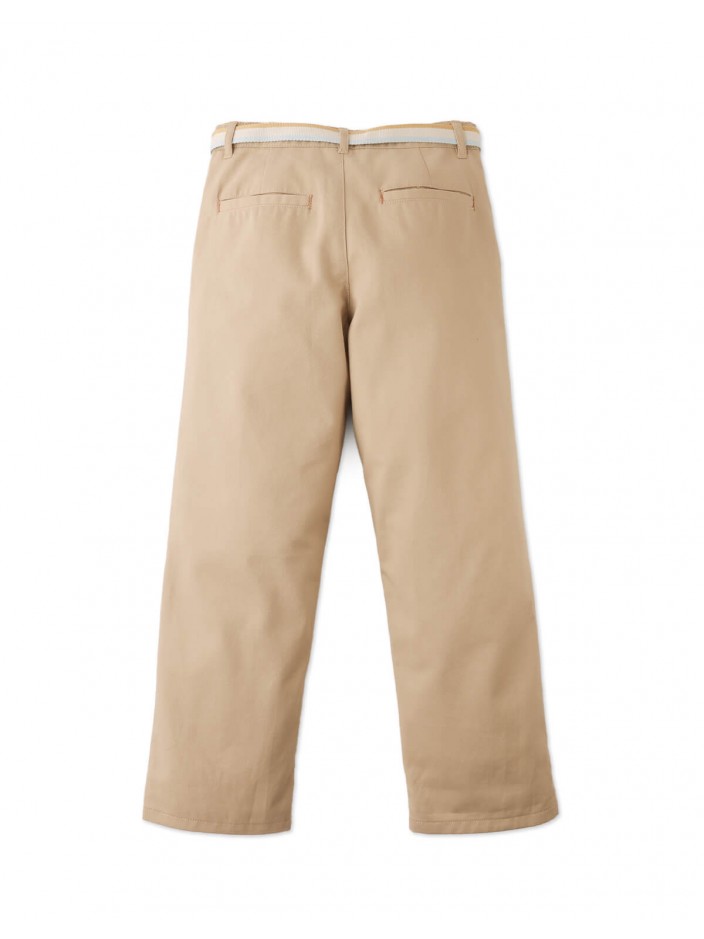 Edward Regular Straight Twill Pants with Striped Canvas Belt